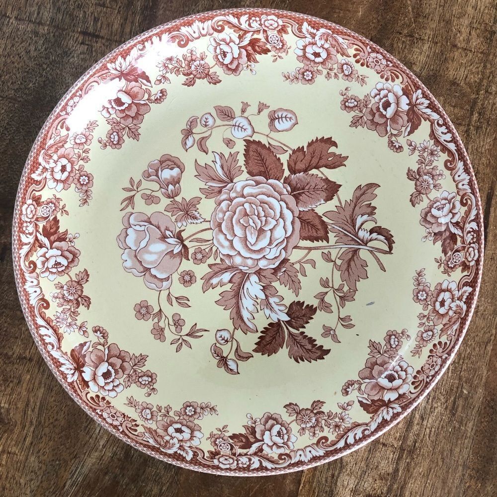 Spode Archive Collection British Flowers Rosa brown & yellow 13” serving bowl